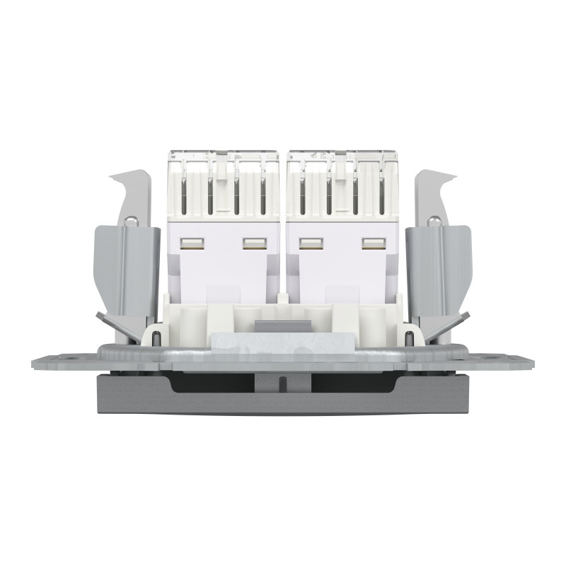 РОЗЕТКА КОМП'ЮТЕРНА RJ45 UTP КАТ. 5Е ПОДВІЙНА ASFORA СТАЛЬ