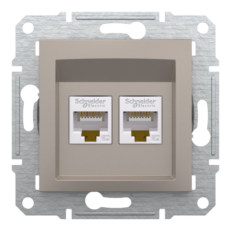 РОЗЕТКА КОМП'ЮТЕРНА RJ45 UTP КАТ. 5Е ПОДВІЙНА ASFORA БРОНЗА
