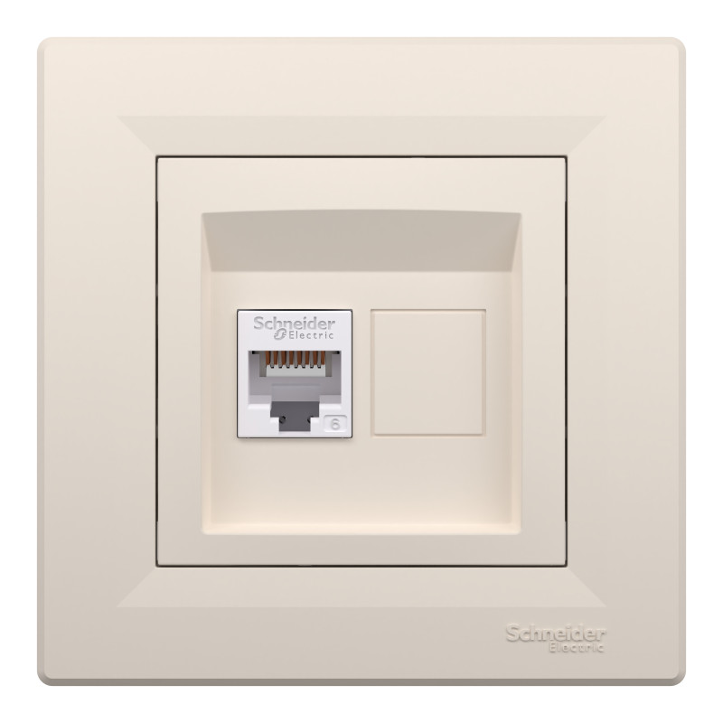 РОЗЕТКА КОМП'ЮТЕРНА RJ45 UTP КАТ.6 КРЕМ ASFORA
