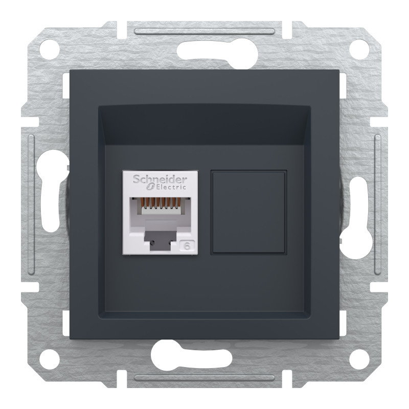 РОЗЕТКА КОМП'ЮТЕРНА RJ45 UTP КАТ.6 ASFORA АНТРАЦИТ