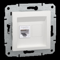 Розетка RJ45, тип UTP, категорія 6, білий, Asfora, без рамки