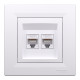 РОЗЕТКА КОМП'ЮТЕРНА RJ45 UTP КАТ.6 ПОДВІЙНА БІЛА ASFORA