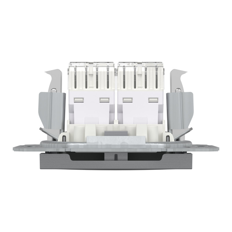 РОЗЕТКА КОМП'ЮТЕРНА RJ45 UTP КАТ.6 ПОДВІЙНА ASFORA СТАЛЬ