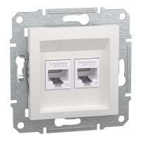 Розетка RJ45 подвійна, тип UTP, категорія 6, білий, Asfora, без рамки