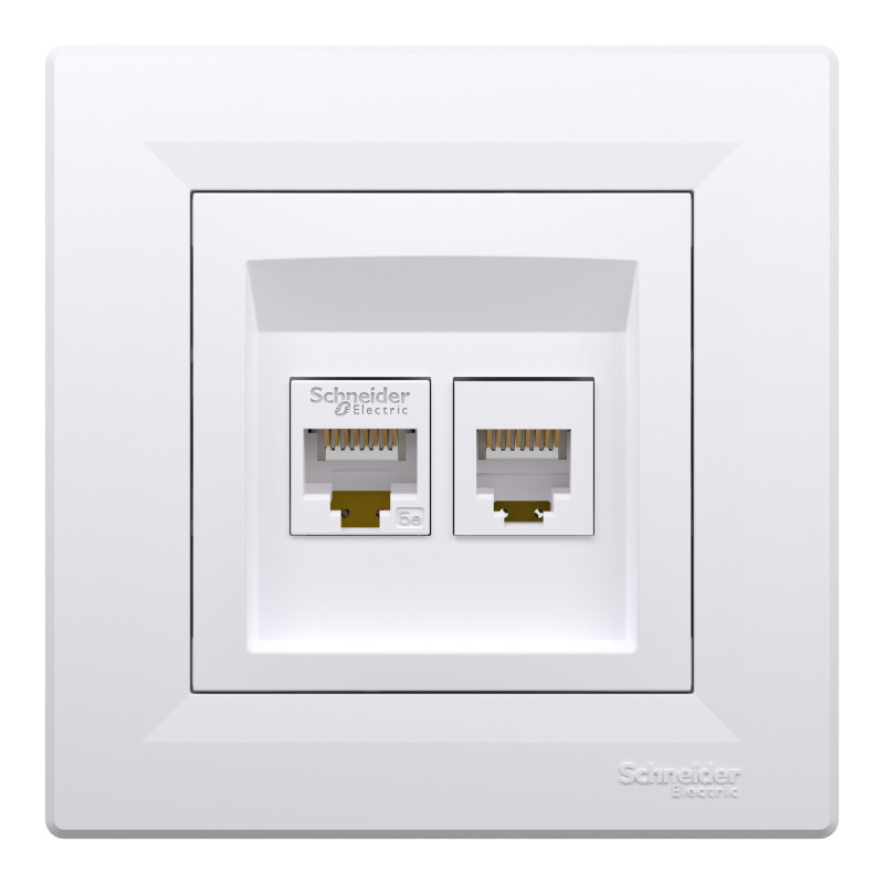 РОЗЕТКА КОМП'ЮТЕРНА RJ45 КАТ. 5Е І ТЕЛЕФОННА РОЗЕТКА RJ12 БІЛА ASFORA