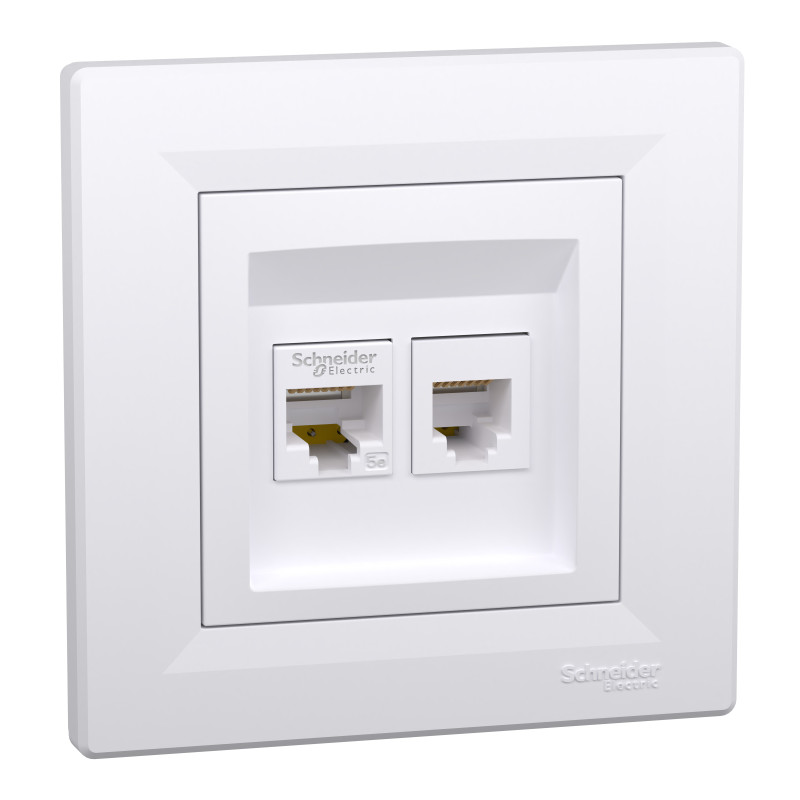 РОЗЕТКА КОМП'ЮТЕРНА RJ45 КАТ. 5Е І ТЕЛЕФОННА РОЗЕТКА RJ12 БІЛА ASFORA