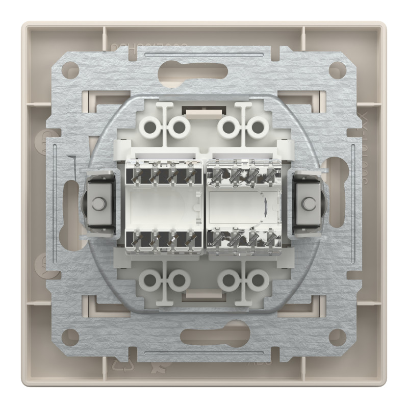 РОЗЕТКА КОМП'ЮТЕРНА RJ45 КАТ. 5Е І ТЕЛЕФОННА РОЗЕТКА RJ12 КРЕМ ASFORA