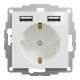 Розетка з заземленням + 2 USB тип А Білий Sedna Design