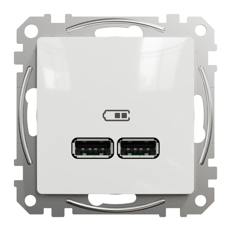 USB розетка тип A+A 2,1A Білий Sedna Design
