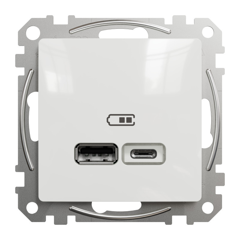 USB розетка тип A+C 2,4A Білий Sedna Design