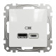 USB розетка тип A+C 2,4A Білий Sedna Design