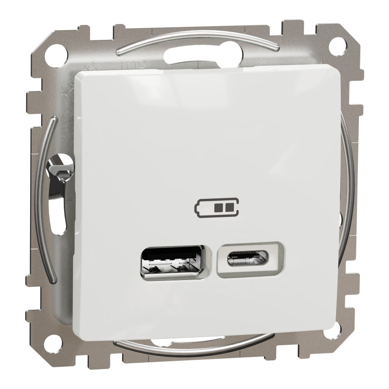 USB розетка тип A+C 2,4A Білий Sedna Design