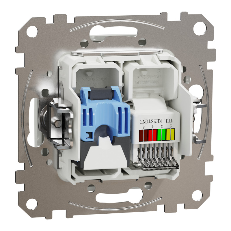 Розетка телекомунікаційна RJ45+RJ11 6UTP, білий, Sedna Design & Elements