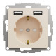 Розетка з заземленням + 2 USB тип А Бежевий Sedna Design