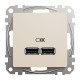 USB розетка тип A+A 2,1A Бежевий Sedna Design