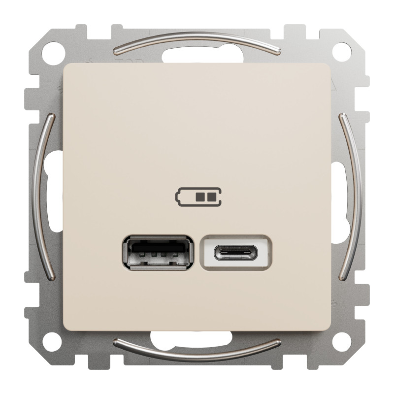 USB розетка тип A+C 2,4A Бежевий Sedna Design