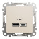 USB розетка тип A+C 2,4A Бежевий Sedna Design