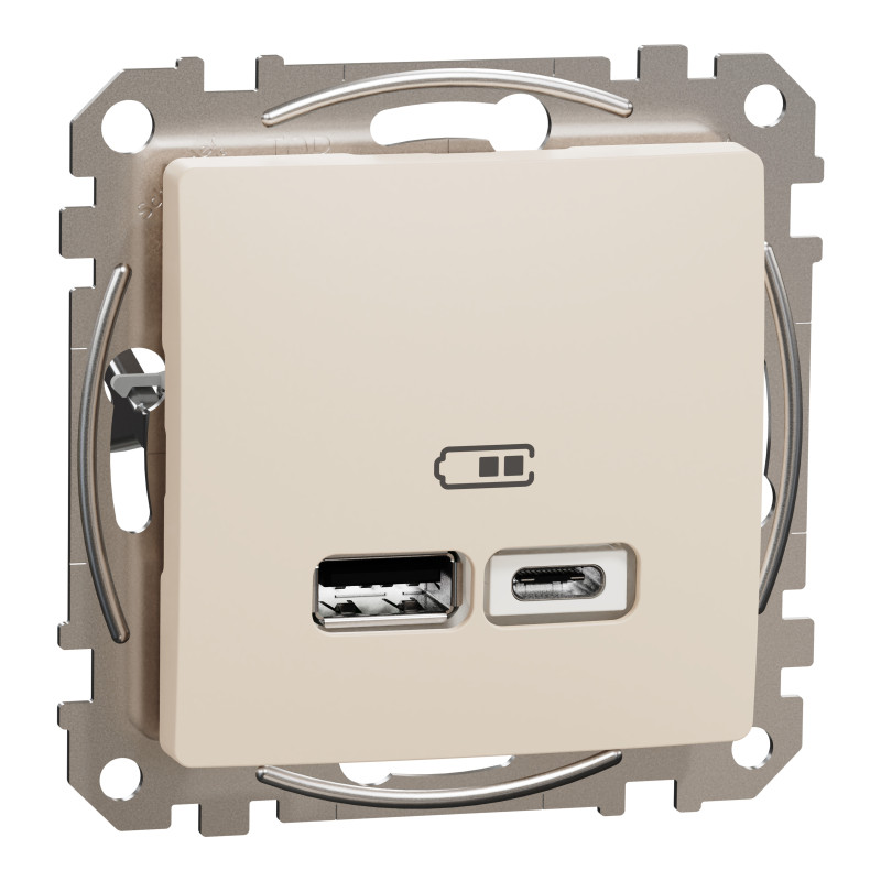 USB розетка тип A+C 2,4A Бежевий Sedna Design