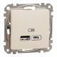 USB розетка тип A+C 2,4A Бежевий Sedna Design