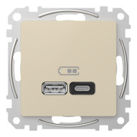 USB розетка A+C, 3 A, 45 Вт, Бежевий Sedna Design