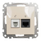 Розетка телекомунікаційна RJ45+RJ11 6UTP, бежевий, Sedna Design & Elements