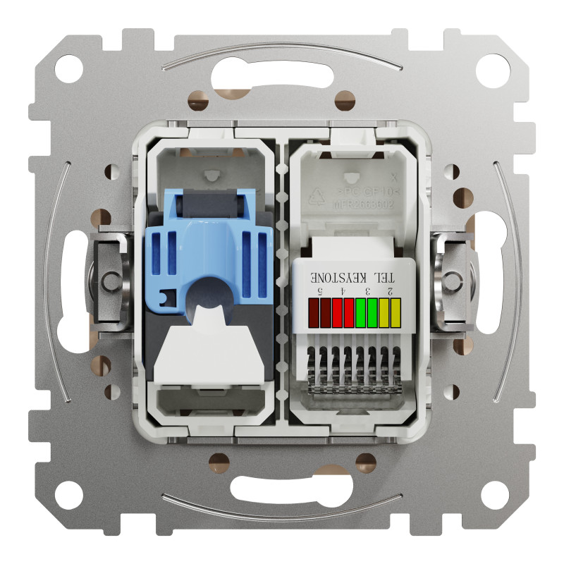 Розетка телекомунікаційна RJ45+RJ11 6UTP, бежевий, Sedna Design & Elements