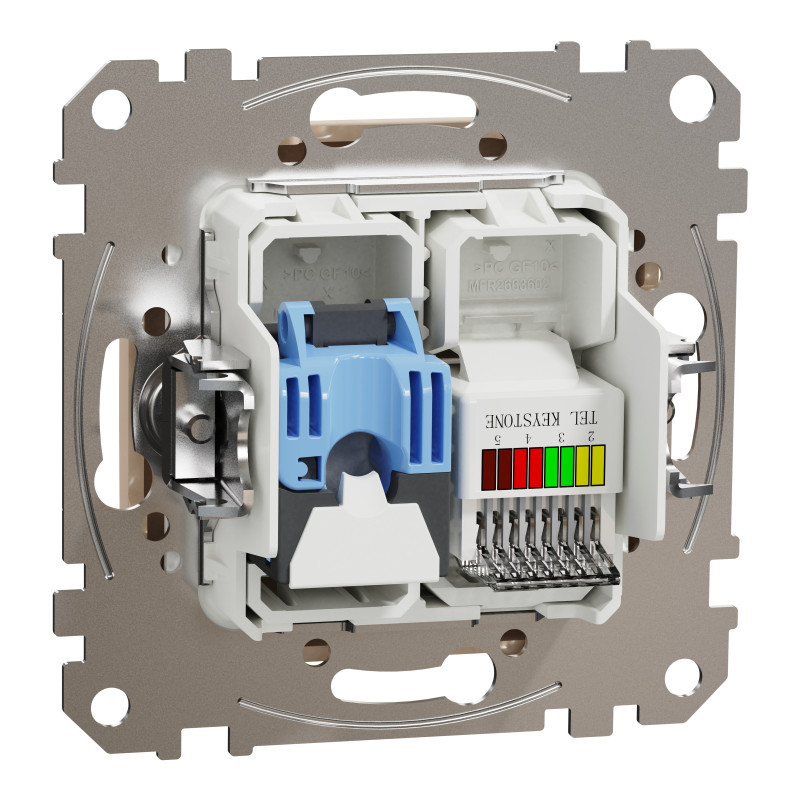 Розетка телекомунікаційна RJ45+RJ11 6UTP, бежевий, Sedna Design & Elements
