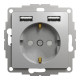 Розетка з заземленням + 2 USB тип А Алюміній Sedna Design