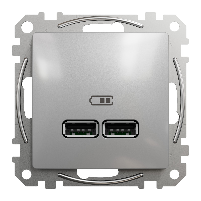 USB розетка тип A+A 2,1A Алюміній Sedna Design