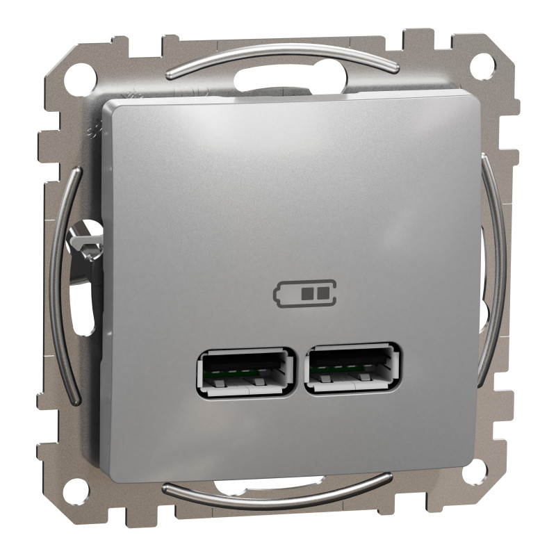 USB розетка тип A+A 2,1A Алюміній Sedna Design