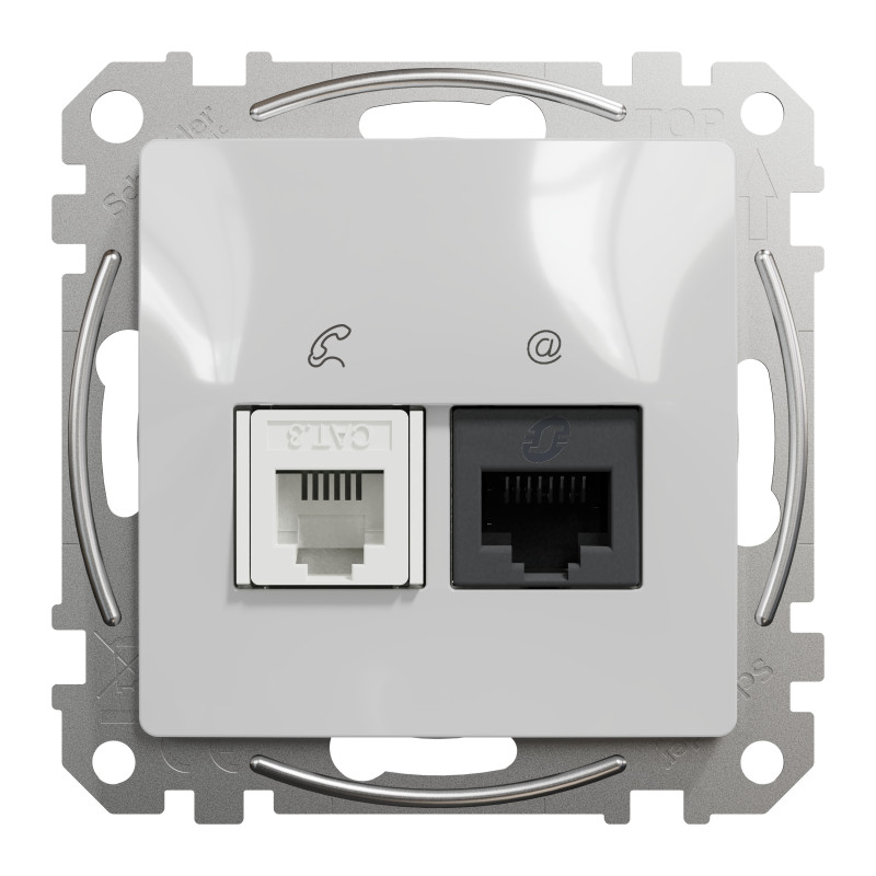 Розетка телекомунікаційна RJ45+RJ11 6UTP, алюміній, Sedna Design & Elements