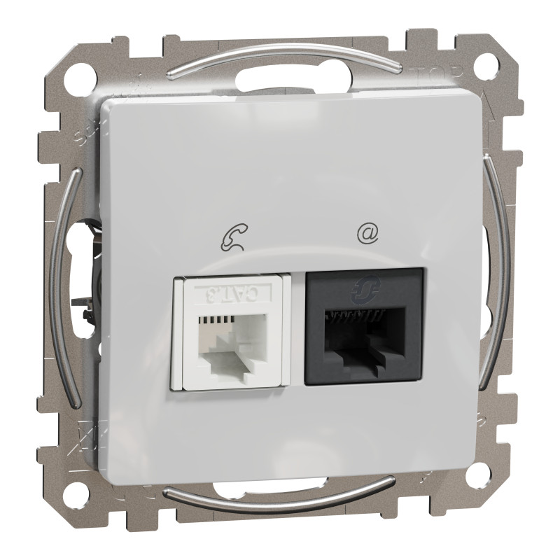 Розетка телекомунікаційна RJ45+RJ11 6UTP, алюміній, Sedna Design & Elements