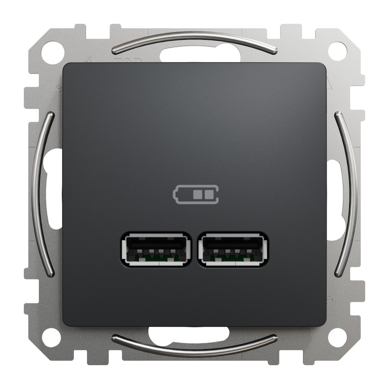 USB розетка тип A+A 2,1A Чорний Sedna Design