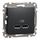 USB розетка тип A+A 2,1A Чорний Sedna Design