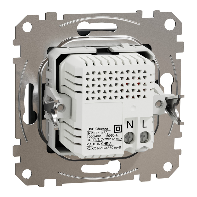 USB розетка тип A+A 2,1A Чорний Sedna Design