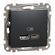USB розетка тип A+C 2,4A Чорний Sedna Design