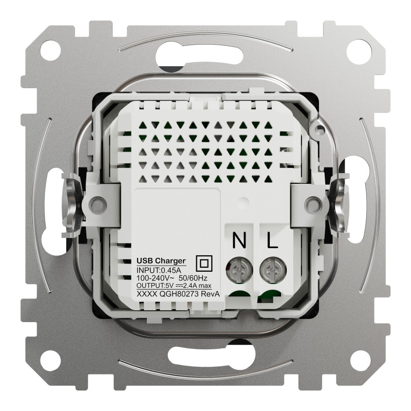 USB розетка тип A+C 2,4A Чорний Sedna Design