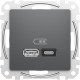 USB розетка A+C, 3 A, 45 Вт, Антрацит Sedna Design