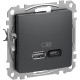 USB розетка A+C, 3 A, 45 Вт, Антрацит Sedna Design