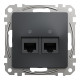 Два роз’єми RJ45 категорія 5E UTP Чорний Sedna Design