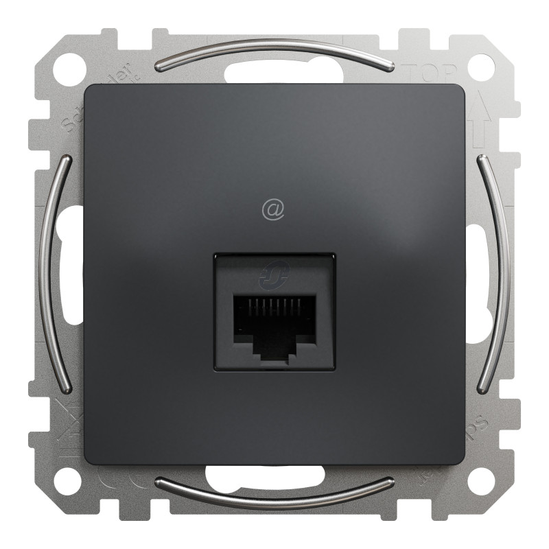 Комп'ютерна розетка, RJ45 CAT6 UTP, Чорна, Sedna Design