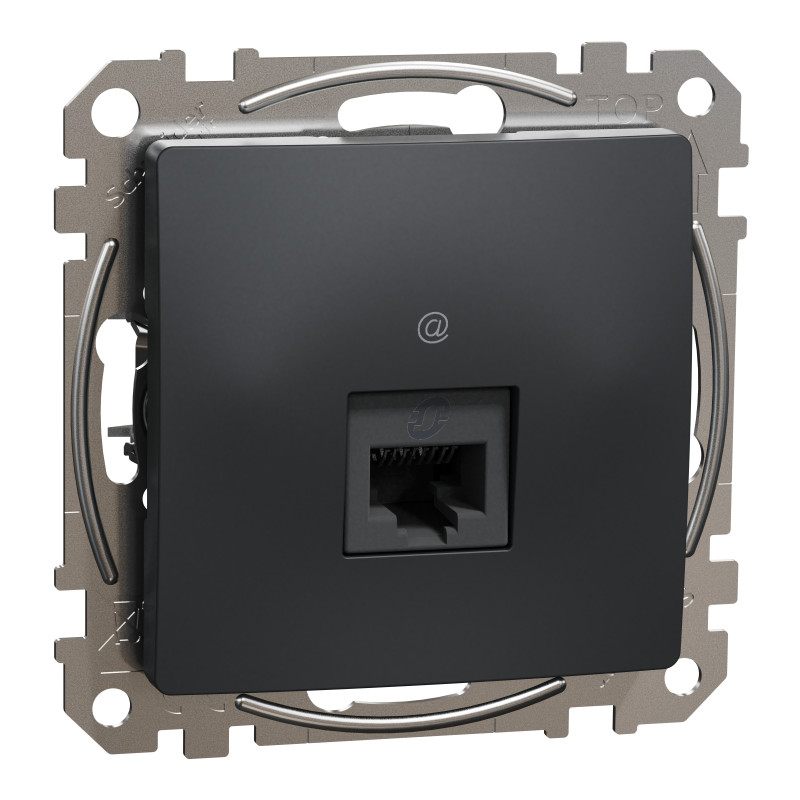 Комп'ютерна розетка, RJ45 CAT6 UTP, Чорна, Sedna Design