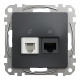 Розетка телекомунікаційна RJ45+RJ11 6UTP, чорний, Sedna Design & Elements
