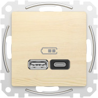 USB розетка A+C, 3 A, 45 Вт, Береза Sedna Elements
