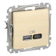 USB розетка A+C, 3 A, 45 Вт, Береза Sedna Elements