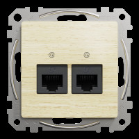 Подвійна комп'ютерна розетка RJ45 CAT 5E UTP, Береза Sedna Elements
