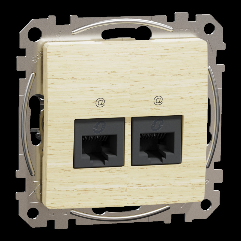 Подвійна комп'ютерна розетка RJ45 CAT 5E UTP, Береза Sedna Elements
