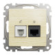 Розетка телекомунікаційна RJ45+RJ11 6UTP, береза, Sedna Design & Elements