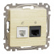 Розетка телекомунікаційна RJ45+RJ11 6UTP, береза, Sedna Design & Elements