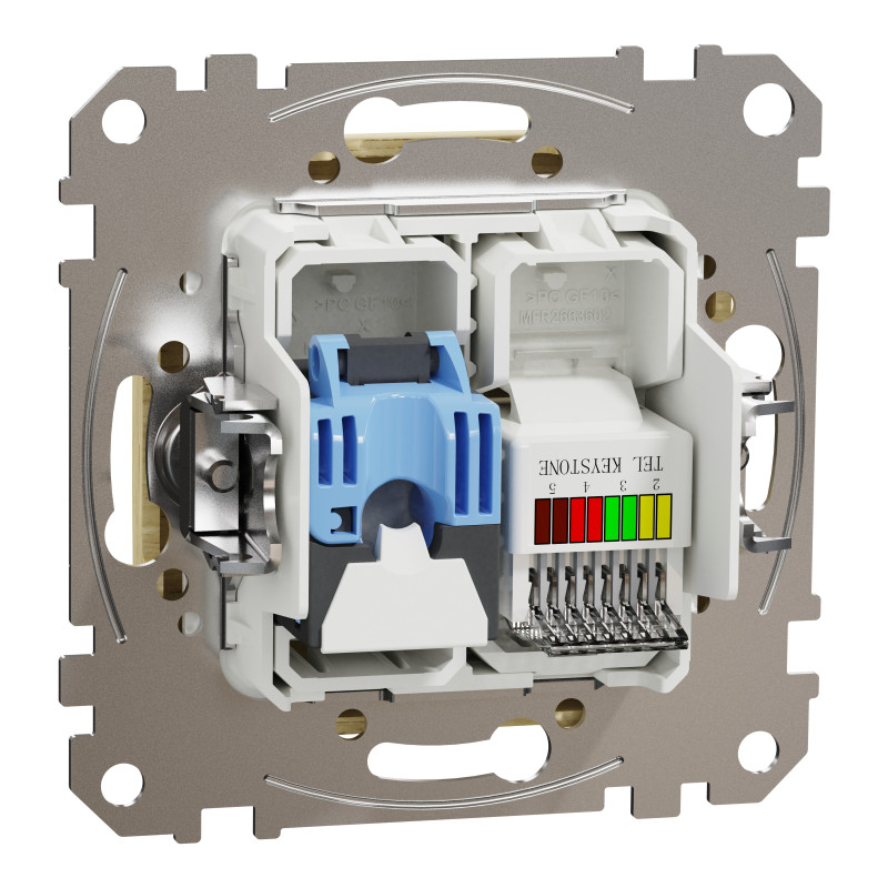 Розетка телекомунікаційна RJ45+RJ11 6UTP, береза, Sedna Design & Elements